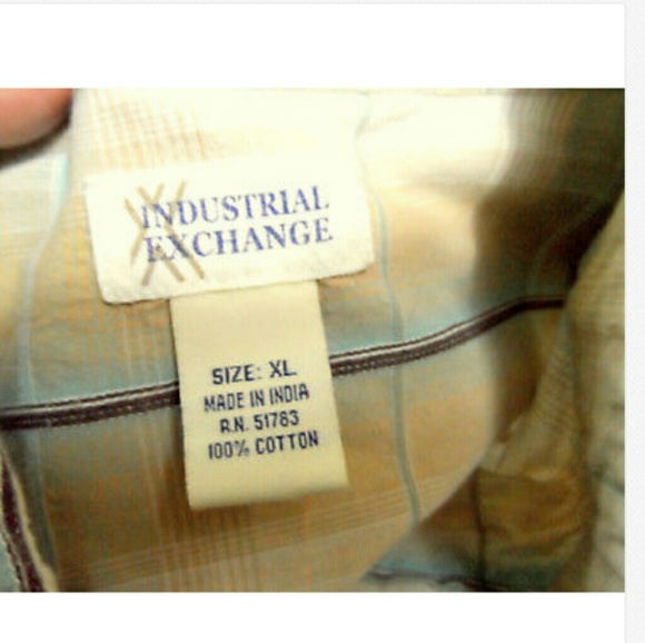 INDUSTRIAL EXCHANGE Dress Shirt XL Peach Blue LS - Picture 5 of 5